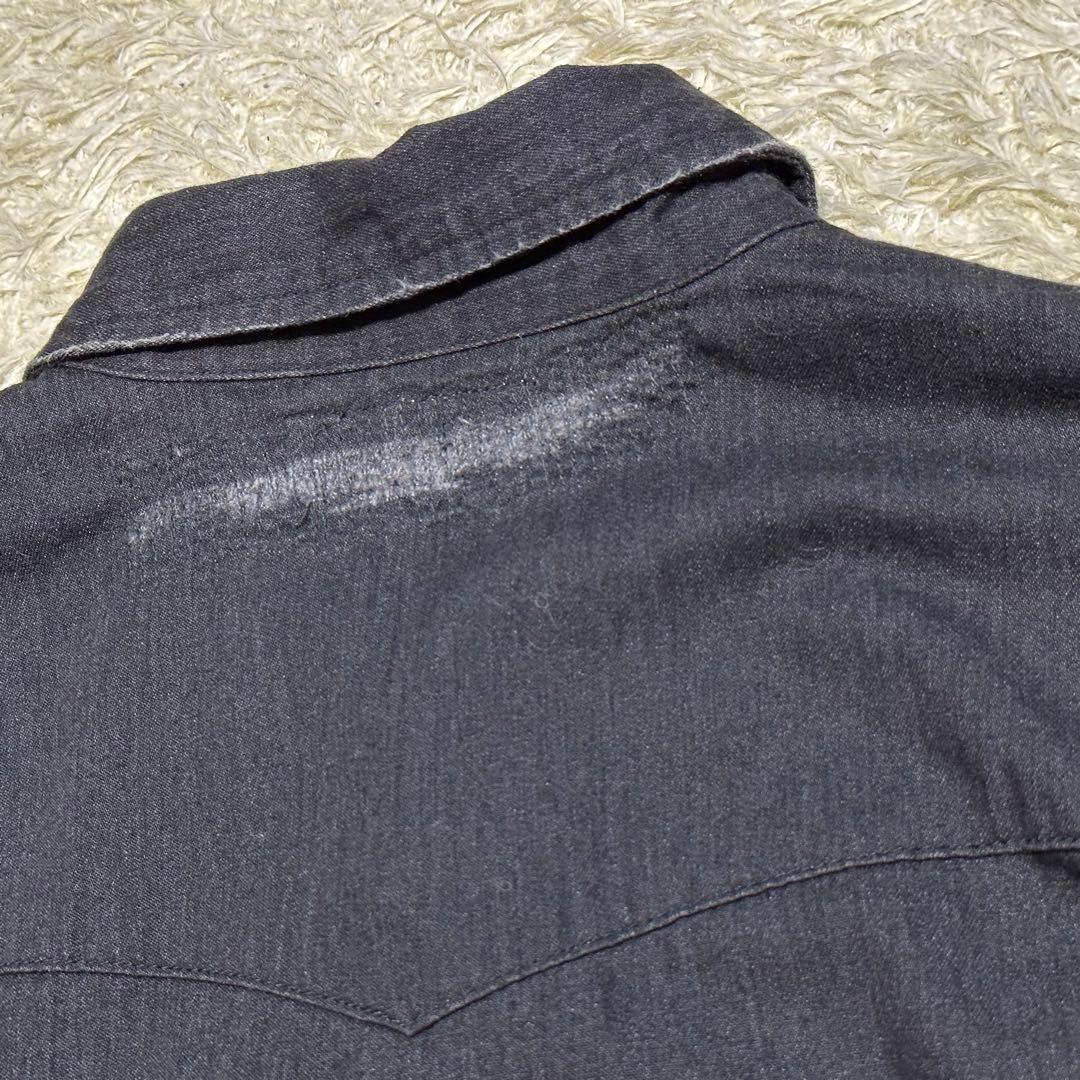 美品 サンローラン クラッシュリペア デニムシャツ ボロ ブラック XS