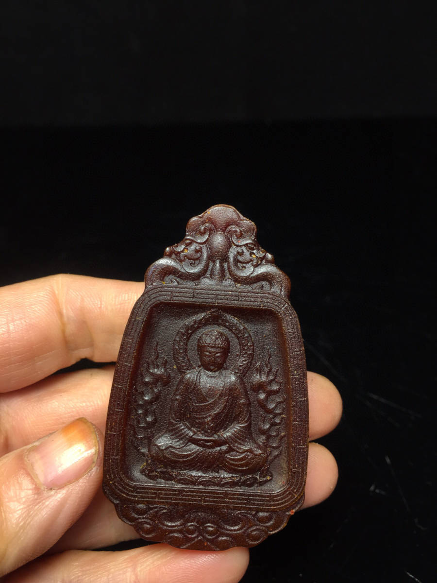 館蔵珍品 角材細密彫 釋迦牟尼紋牌』置物 賞物 貴重物品 収蔵品 中国古