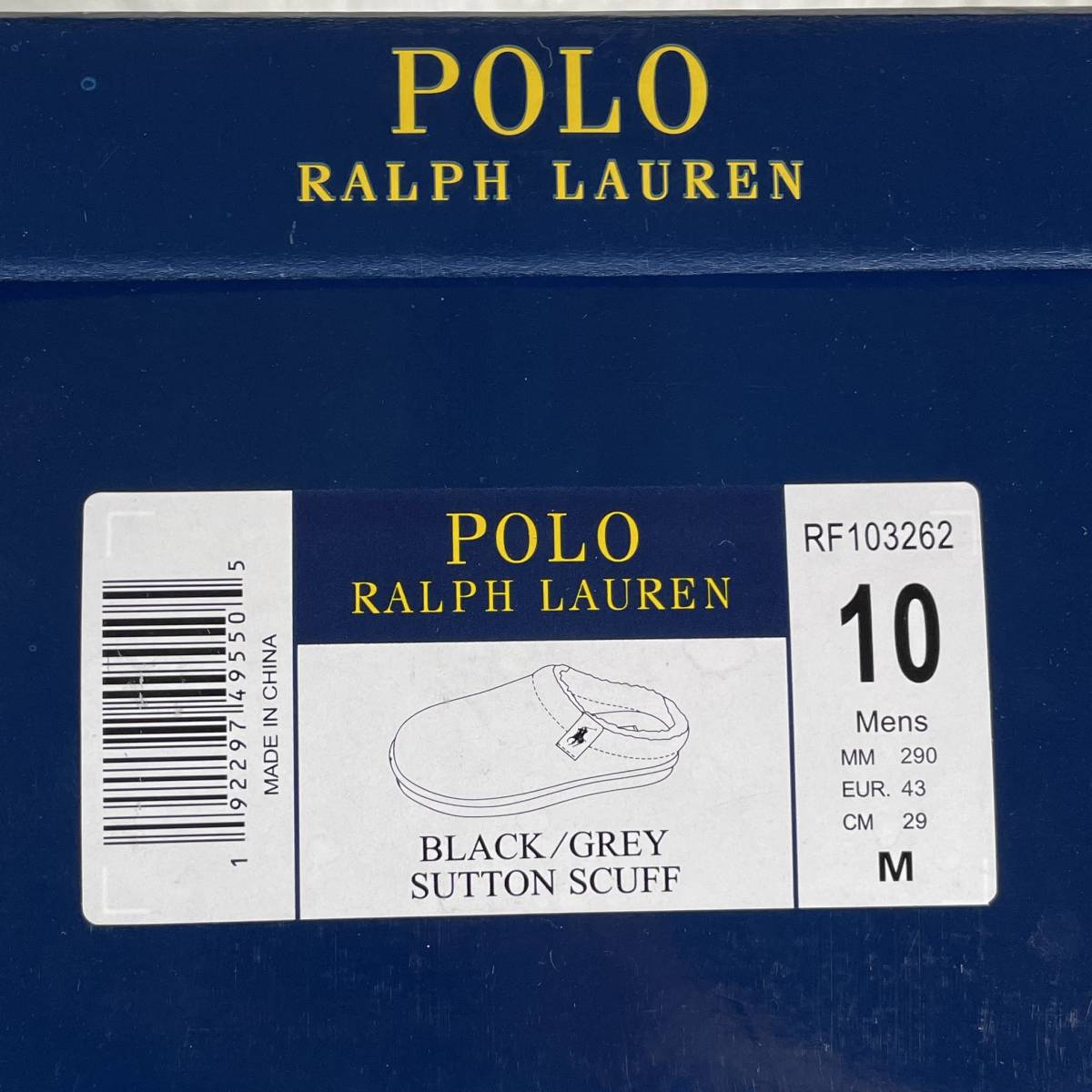 未使用 POLO RALPH LAUREN ポロラルフローレン SUTTON SCUFF サットンスカッフ US10 29.0 43 BLACK/GREY ブラック/グレー_画像8