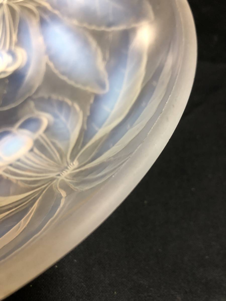 アンティークルネ・ラリック R.Lalique 脚付硝子鉢　ボウル　オパールセント 希少 アールデコ様式_画像5