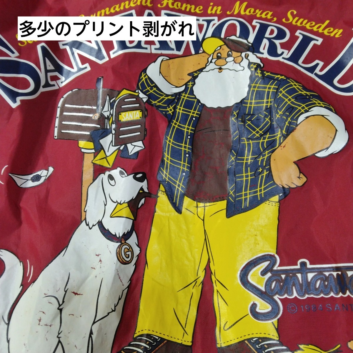 357 【SANTAWORLD】 大きいサイズ 3L 裏起毛 ナイロンジャケット ブルゾン ジャンパー 赤 レッド バックプリント ジップ  サンタワールド