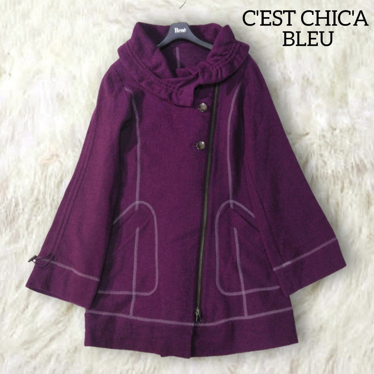 359 【CEST CHICA BLEU】 セシカ 変形襟 ジップアップ ブルゾン