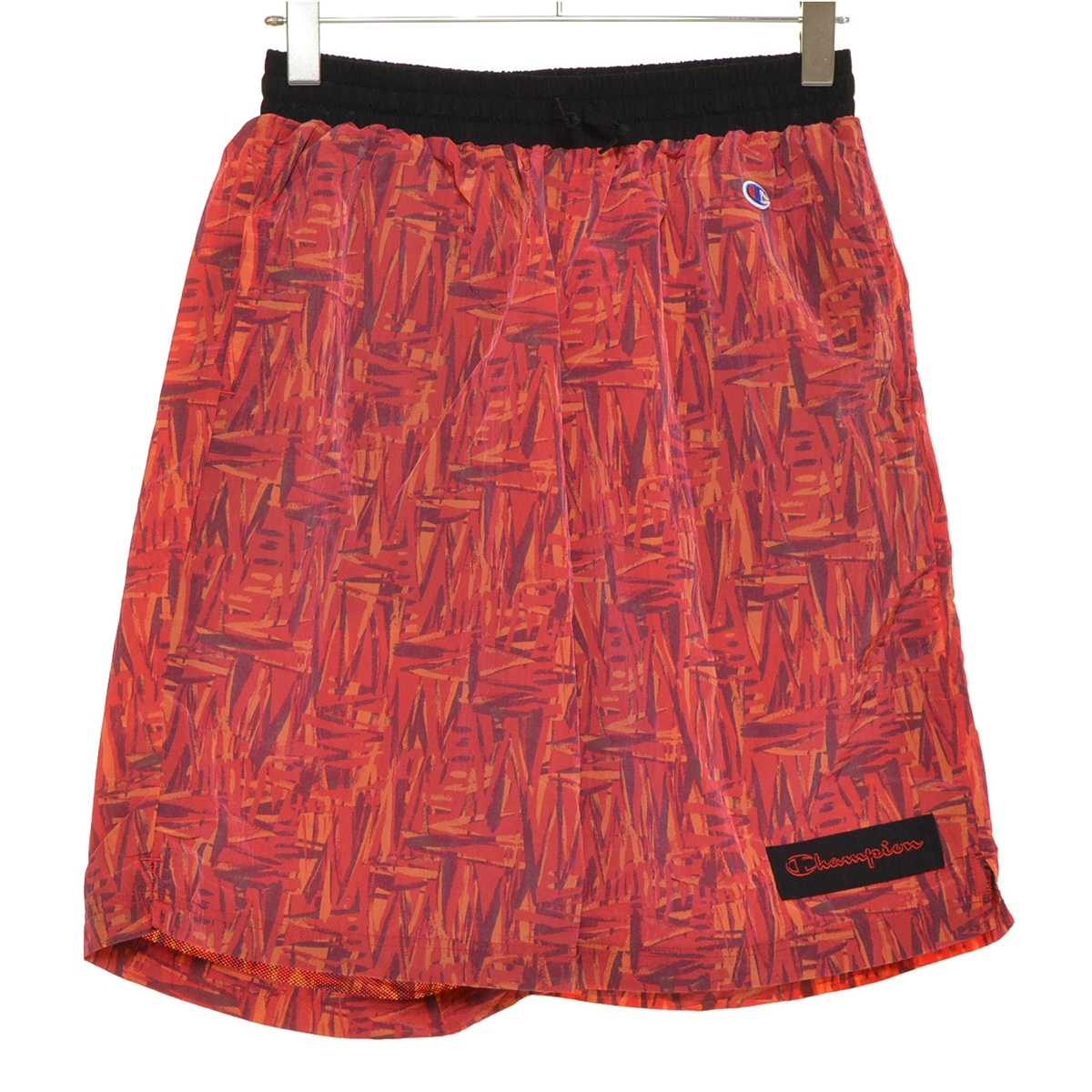 0485730 Champion Champion * nylon short pants half shorts action style CR-R502 men's L red orange total pattern 