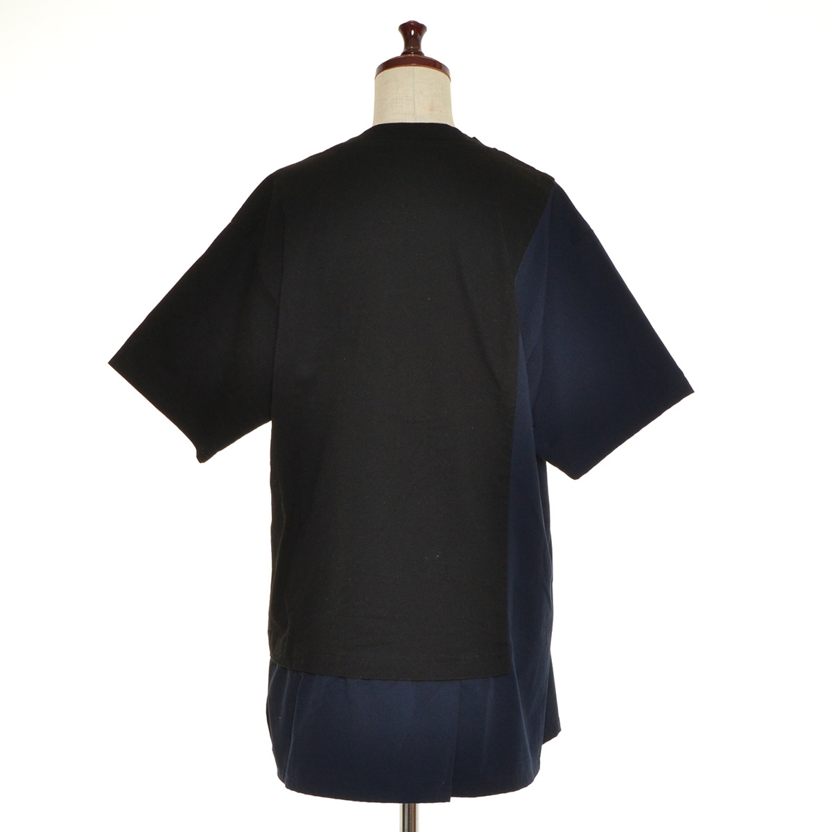 *483969 FRAPBOIS Frapbois Bigi * short sleeves cut and sewn T-shirt unusual material switch color scheme pocket tunic T size 2 lady's black 
