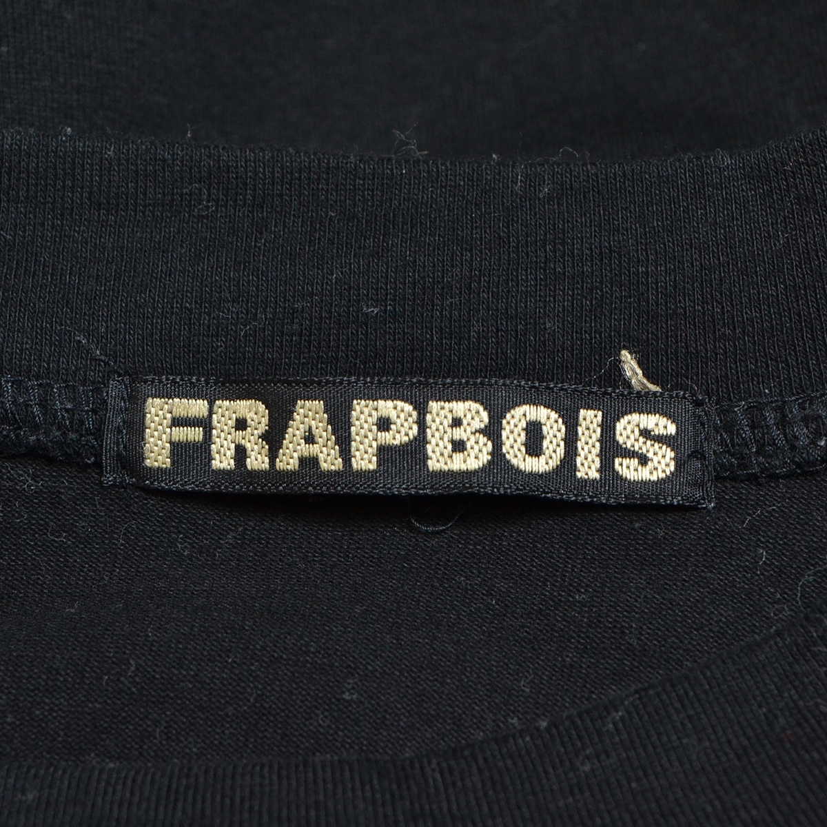 *483969 FRAPBOIS Frapbois Bigi * short sleeves cut and sewn T-shirt unusual material switch color scheme pocket tunic T size 2 lady's black 