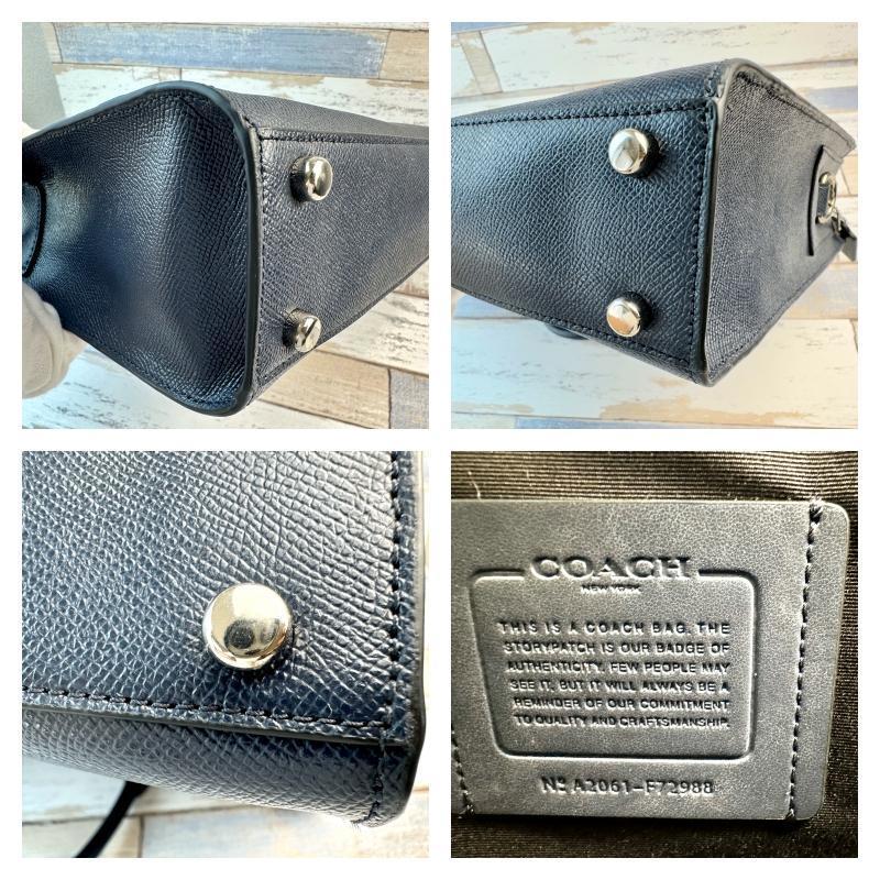 COACH　コーチ　ビジネスバッグ　ネイビー　ショルダー付き　F72988　カーフ　ハンドバッグ　ショルダーバッグ