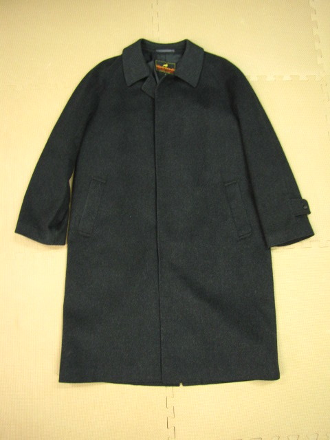 F664＊Moorbrook 100％PURE CASHMERE　カシミア ステンカラーコート　上質　MADE IN ENGLAND　Lサイズ　チャコール