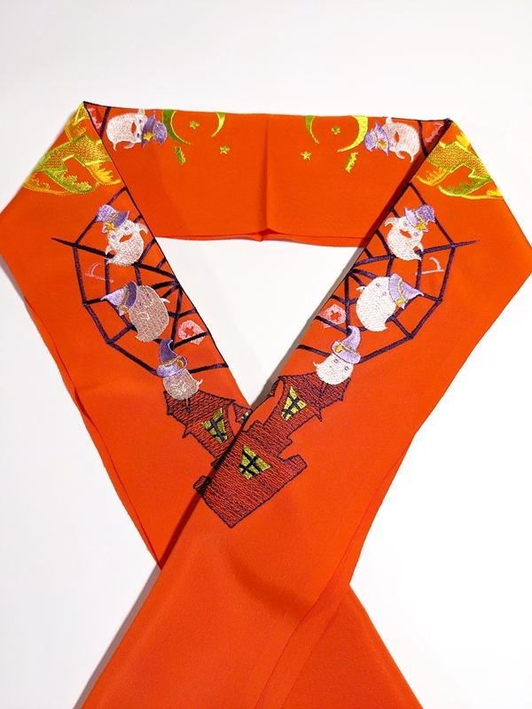 洗える半衿　イベント　ハロウィン　オレンジ　半襟　日本製