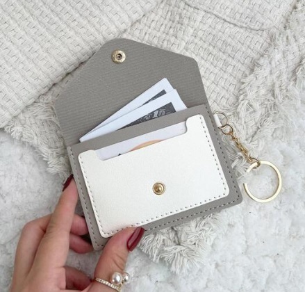 # new goods # pass case ticket holder [ light gray ] change purse .# coin * card-case # Mini purse light small lady's Mini wallet PU leather 