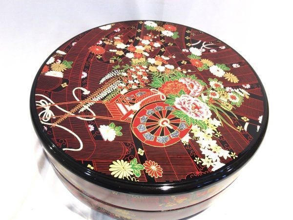 #7893# не использовался # многоярусный контейнер 2 уровень -слойный круг форма круглый Новый год .. кулинария .. данный закуска японская посуда мир рисунок 