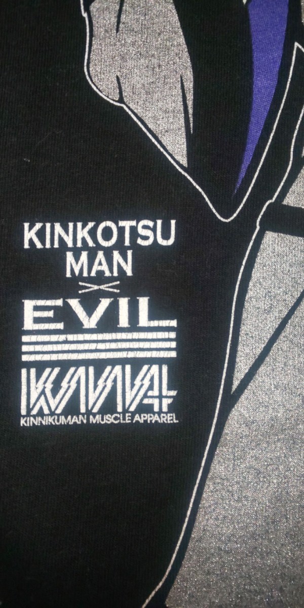 古着 EVIL キン骨マン 半袖Tシャツ XL ブラック キン肉マン ゆでたまご バンバンビガロ 新日本プロレス オカダカズチカ 鈴木みのる _画像6