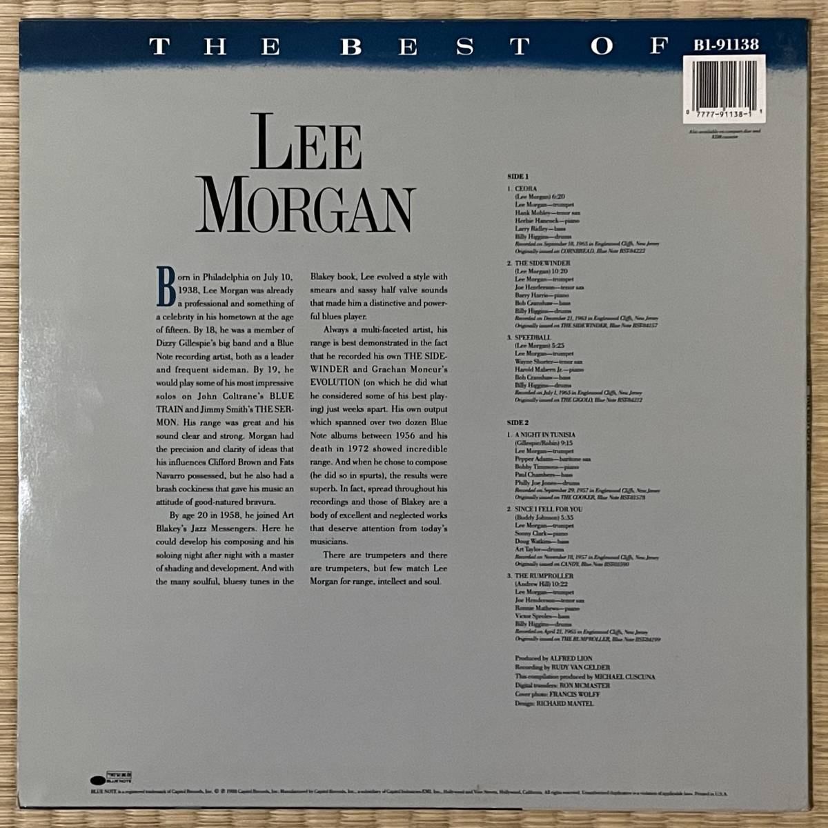 個人所蔵 ♪ 1988米 The Blue Note Years ♪ Lee Morgan ♪ The Best of Lee Morgan ♪ 超音波洗浄済+VPI HW-16.5_画像2