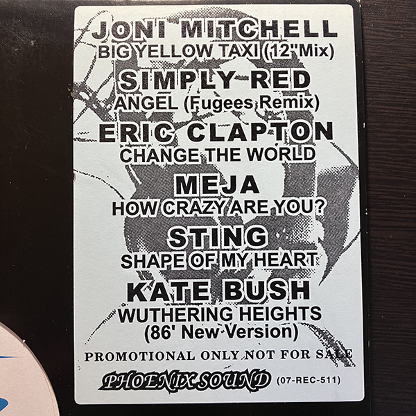 Joni Mitchell・Simply Red・Eric Clapton・Meja・Sting・Kate Bush [Phoenix Sound 07-REC-511] PROMO REMIXの画像4