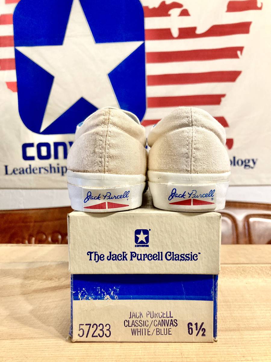 ★☆80s!USA!希少レア!!converse JUCK PURCELL CLASSIC 白/青 6.5 25cm コンバース ジャックパーセル クラシック デッド ビンテージ 239★_画像3