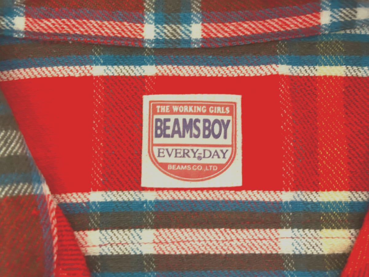 BEAMS BOY☆ビームスボーイ☆レディース☆チェック長袖ネルシャツ☆レッド系☆Mサイズ_画像6