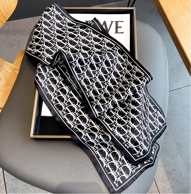 【W-57】新品レディース スカーフ上品ストールシルク風春夏長方形多機能ネッカチーフ