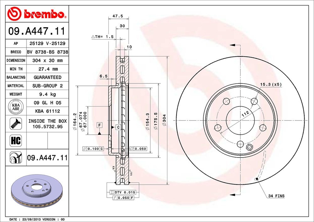 brembo ブレンボ ブレーキローター 1台分セット メルセデスベンツ Eクラスステーションワゴン (S211) 211282 H15.8～H17.1 E320 4マチック_画像3