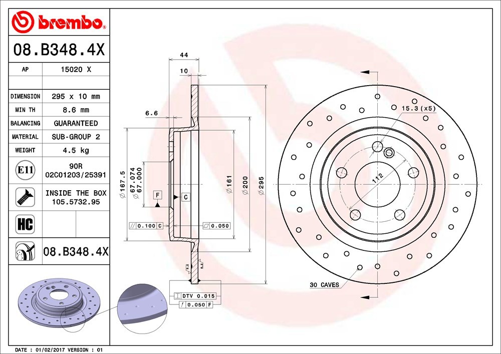 brembo エクストラローター 1台分セット ベンツ CLAクラス シューティングブレーク (X117) 117942 H27.6～ CLA180 スポーツ/AMGライン除く_画像4