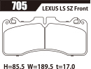 アクレ ブレーキパッド リアルレーシング フロント用 レクサス LS460 USF40 H18.9～H29.10 FR バージョンSZ/Fスポーツ 4.6L フロント:6pot_画像2