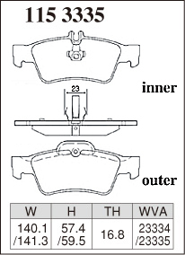 ディクセル パッド M リア ベンツ Eクラスワゴン(S212) E350 ブルーテック 212224C H22.2～H25.5 アバンギャルド/AMGスポーツpkg含む_画像2