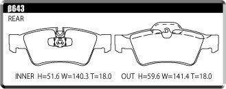 ACRE アクレ ブレーキパッド リアルレーシング リア用 GLクラス (X164) GL550 4マチック 164886 H18.10～H25.4 4WD 5.5L_画像2