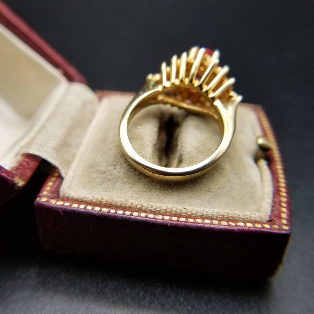 1970～1990年代 AVON ラインストーン ピンク ゴールドトーン 米国 アールデコ ヴィンテージ リング 指輪 彫金 ビンテージ S109_画像6