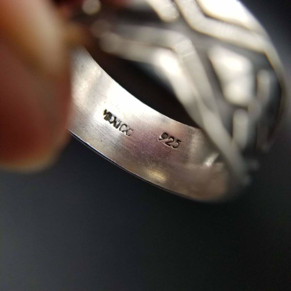 メキシコ 925シルバー バンドリング 模様 アールデコ ヴィンテージ リング 銀 指輪 彫金 ビンテージ メンズ S154_画像5