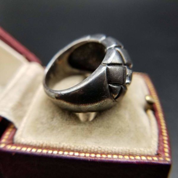 925シルバー ダイヤカット ラインストーン アールデコ ヴィンテージ リング 銀 指輪 彫金 ビンテージ いぶし銀 S159_画像5