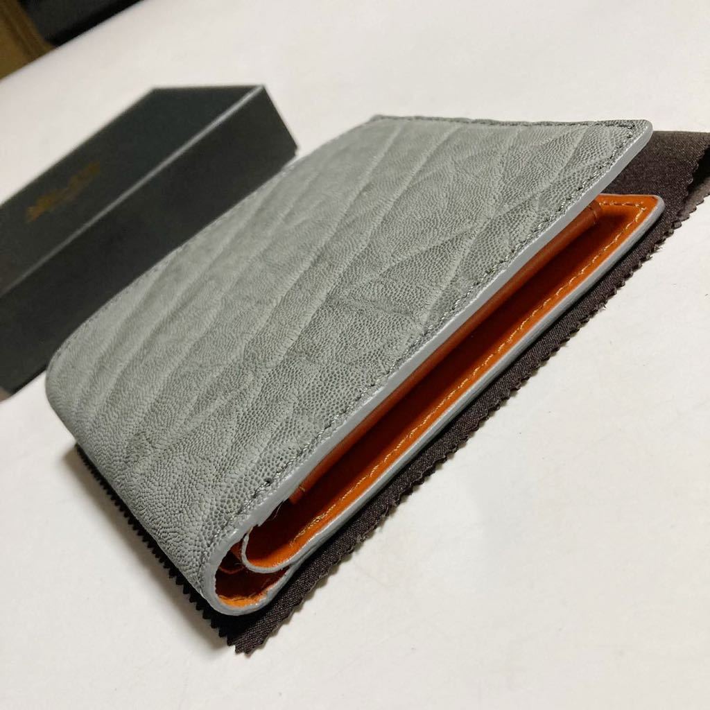 未使用 PRARE エレファント 革巧 二つ折り財布 象革 プレリー