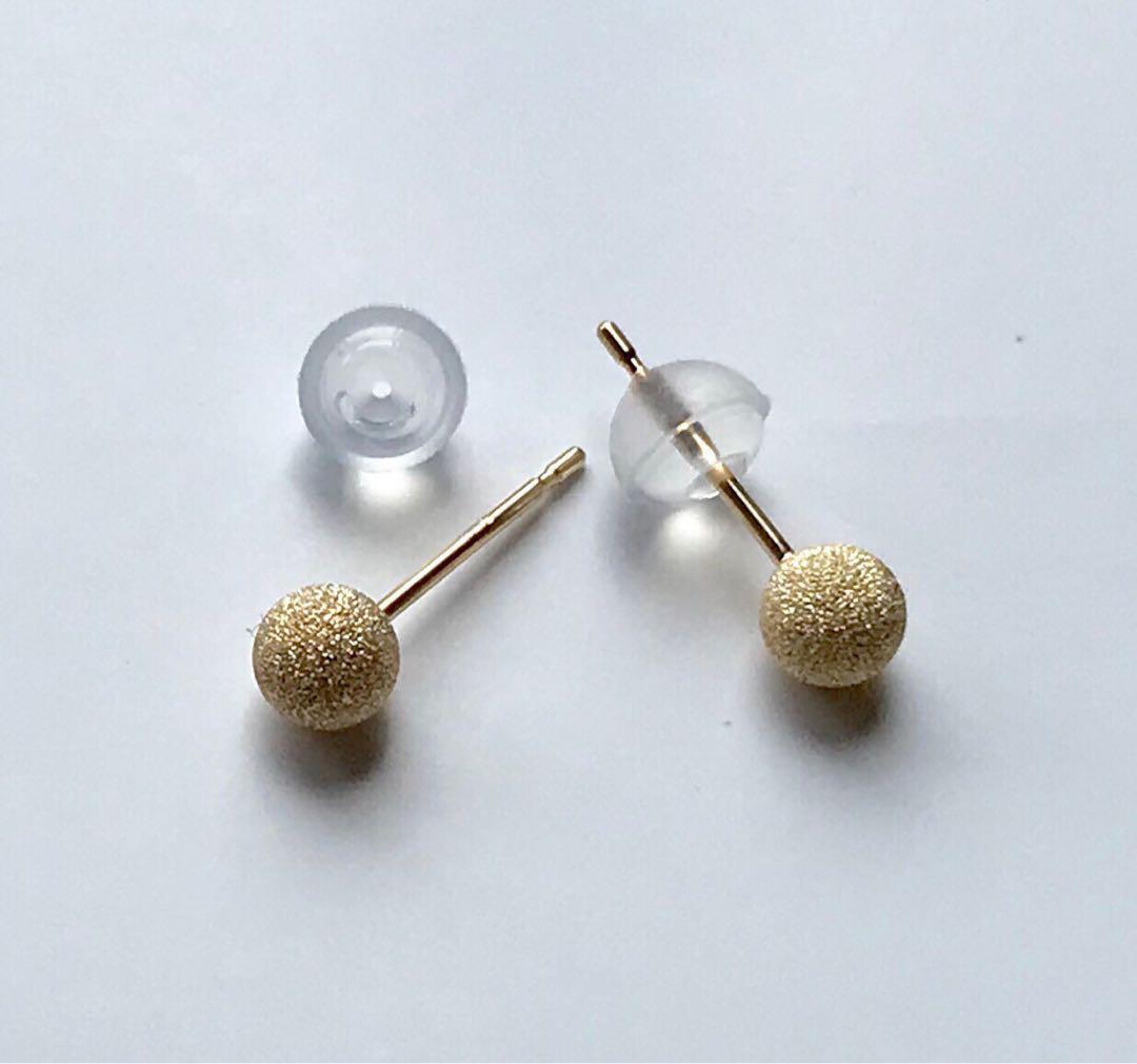 K18 earrings circle sphere earrings 4mm K18 flash ball earrings 