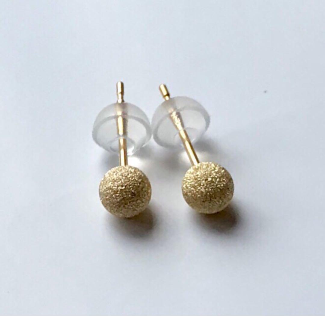 K18 earrings circle sphere earrings 4mm K18 flash ball earrings 