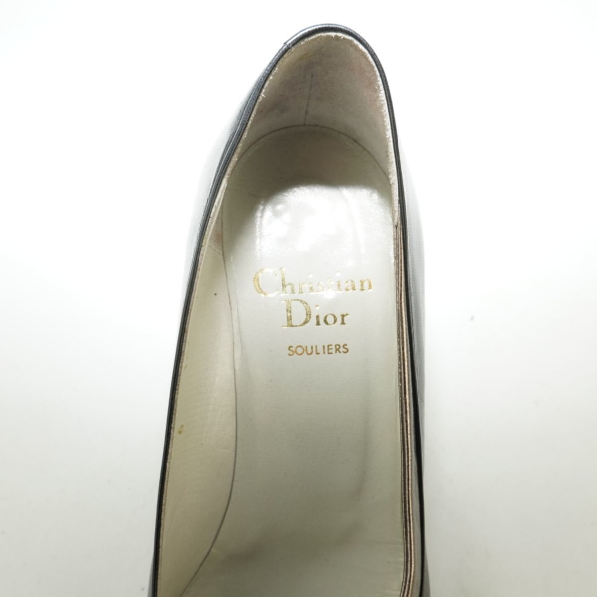 Christian Dior クリスチャンディオール 6 23.0 パンプス ヒール アーモンドトゥ 本革 レザー 切り替え 紺 ネイビー シルバー/DC410_画像7