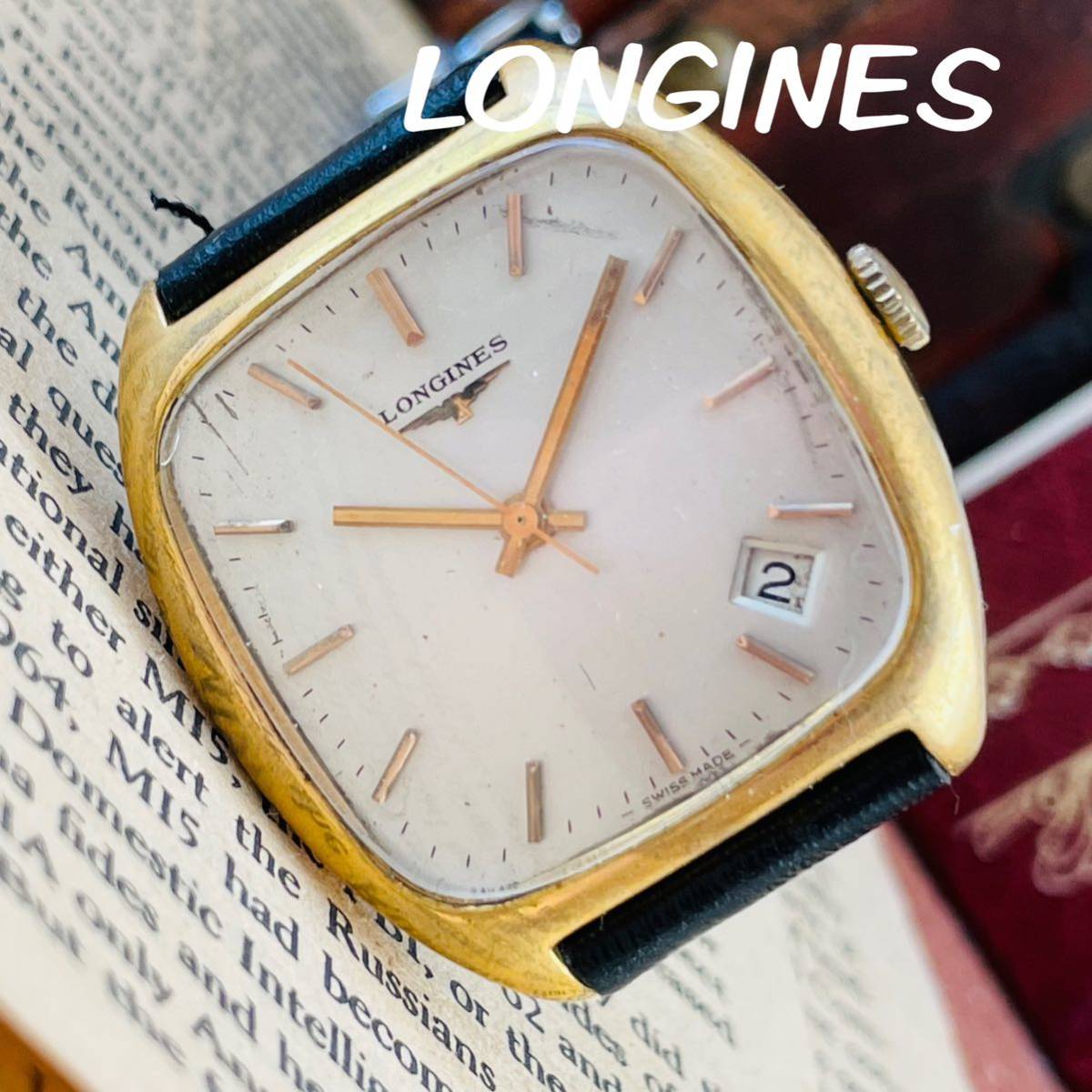 □1円スタート□美品！□高級ロンジン 【LONGINES】機械式手巻きメンズ