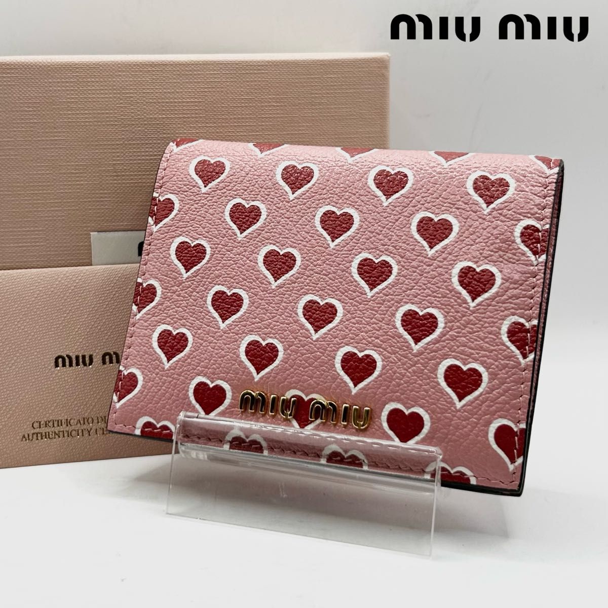 新品 MIU MIU ミュウミュウ 二つ折り財布 ウォレット ハート