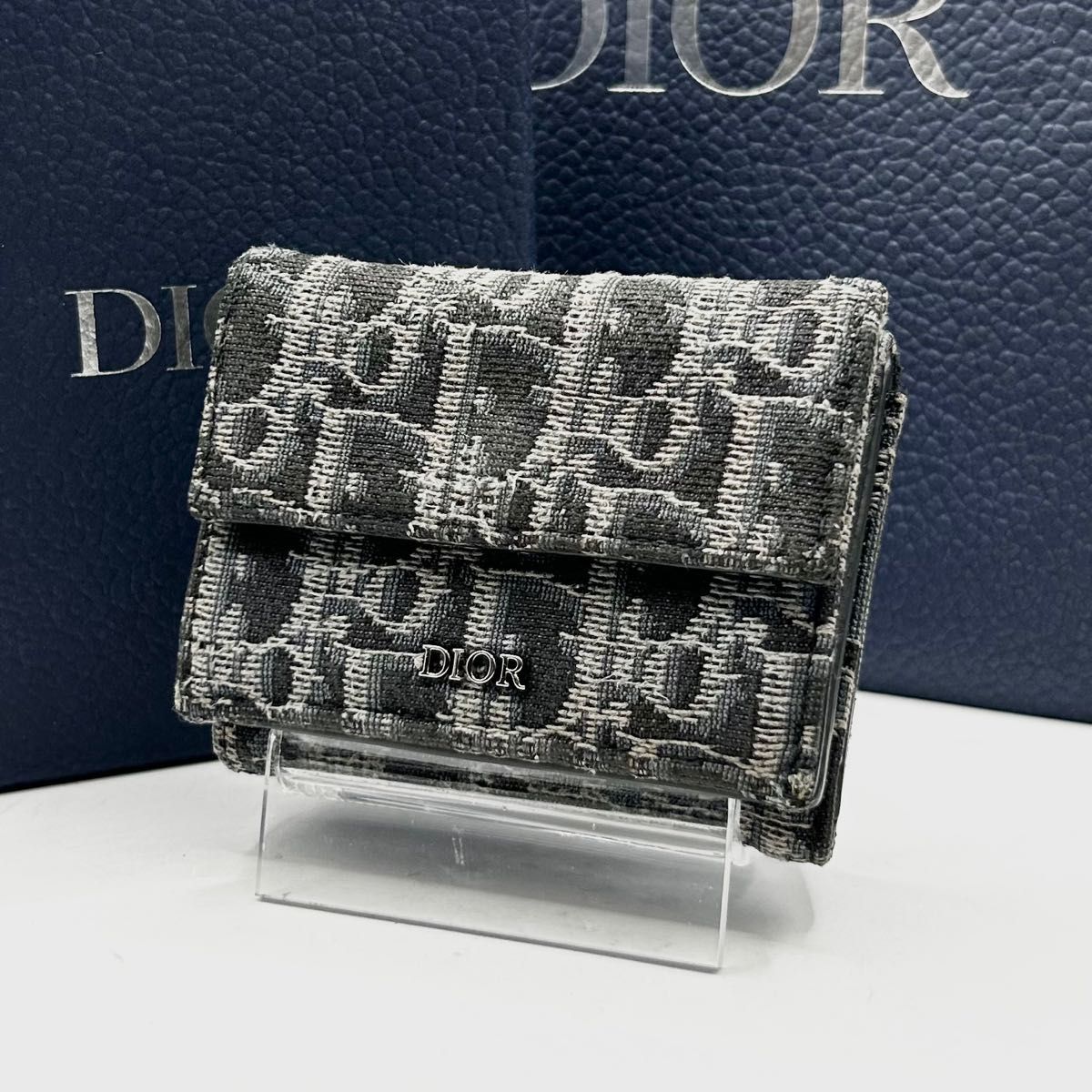 美品 DIOR HOMME ディオールオム 三つ折り財布 ウォレット オブリーク