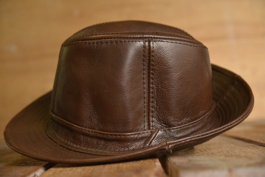 大きいサイズ 本革 レザー 中折れハット ハット 帽子 FEDORA HAT メンズ フェドラハット 7996231BIG ブラウン 新品 1円 スタート_画像3