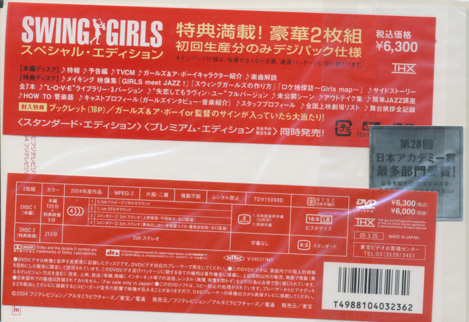 ＤＶＤ　SWING GIRLS スイングガールズ　スペシャル・エディション_画像2