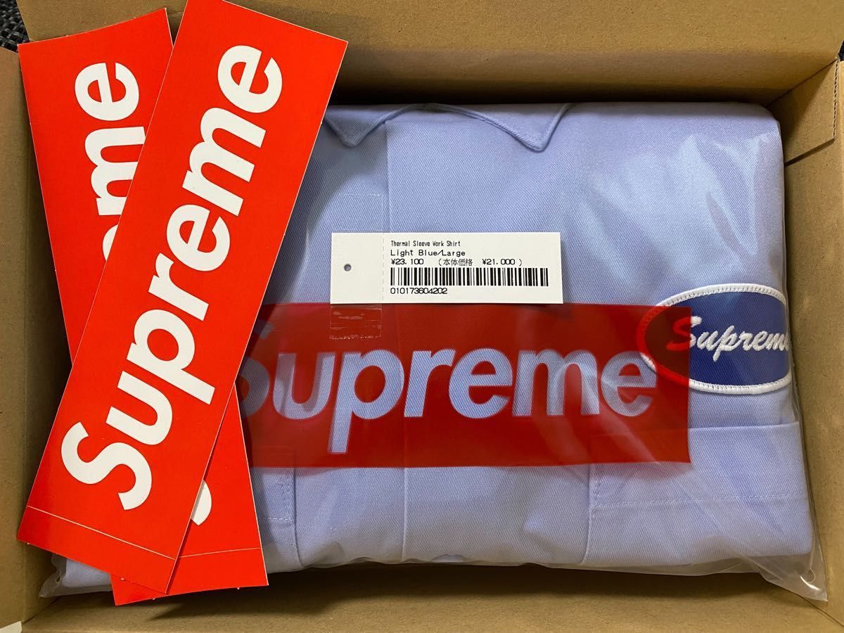 Supreme Thermal Sleeve Work Shirt サイズL ブルー ワークシャツ