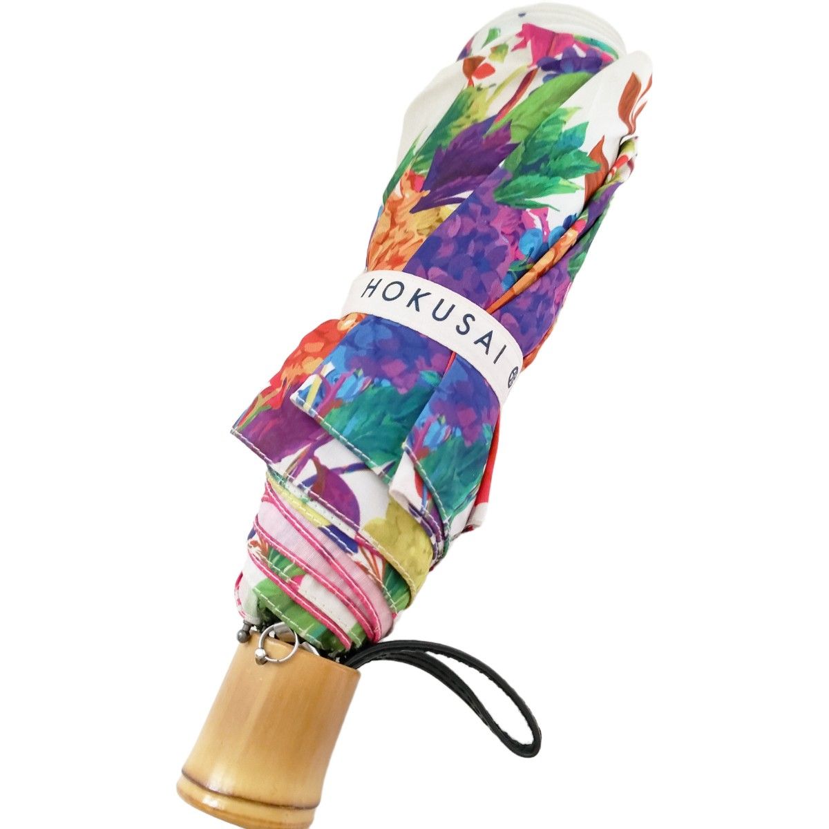折りたたみ日傘　北斎グラフィック 天然竹三つ折り畳み傘-極彩紫陽花　和傘