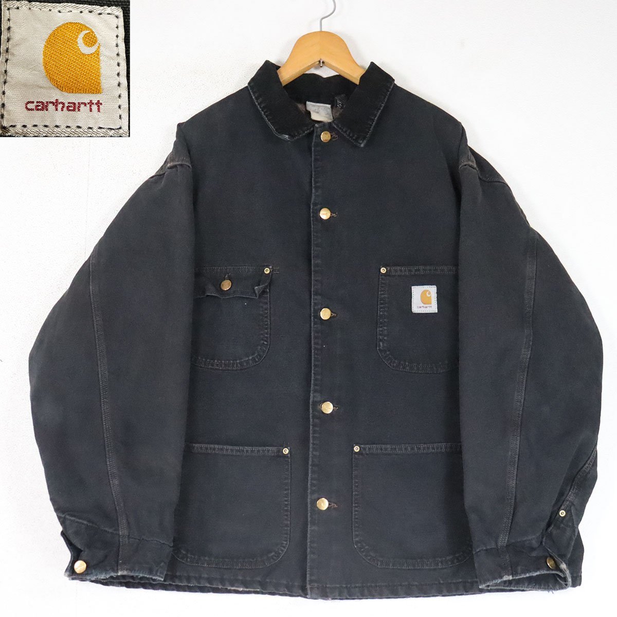 L3J/R4.17-2　90s　Carhartt カーハート　ダック地 ミシガンチョアコート　ワークジャケット　ブランケットライナー　メンズ　アメリカ古着_画像1