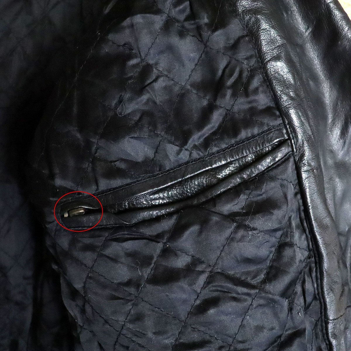 #6T/Y10.21-5　E-WEAR　ダブルライダース　本革　レザージャケット　Lサイズ　ブラック　革ジャン　皮ジャン_画像6