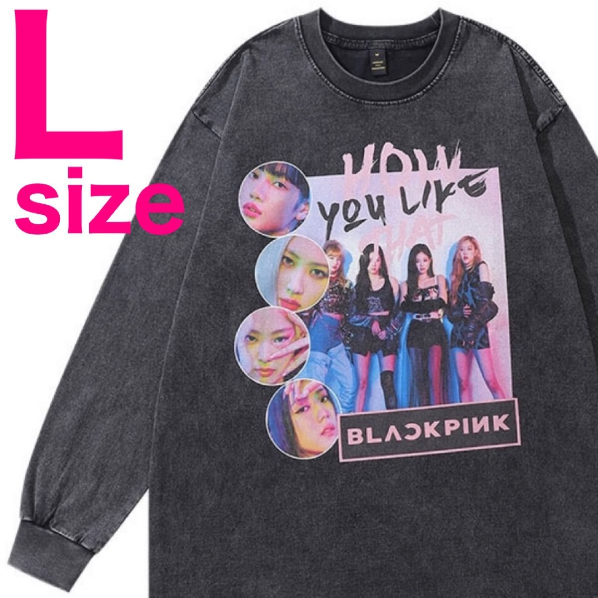 【希少】ブラックピンク BLACKPINK 長袖 Tシャツ ロンT ブラック L