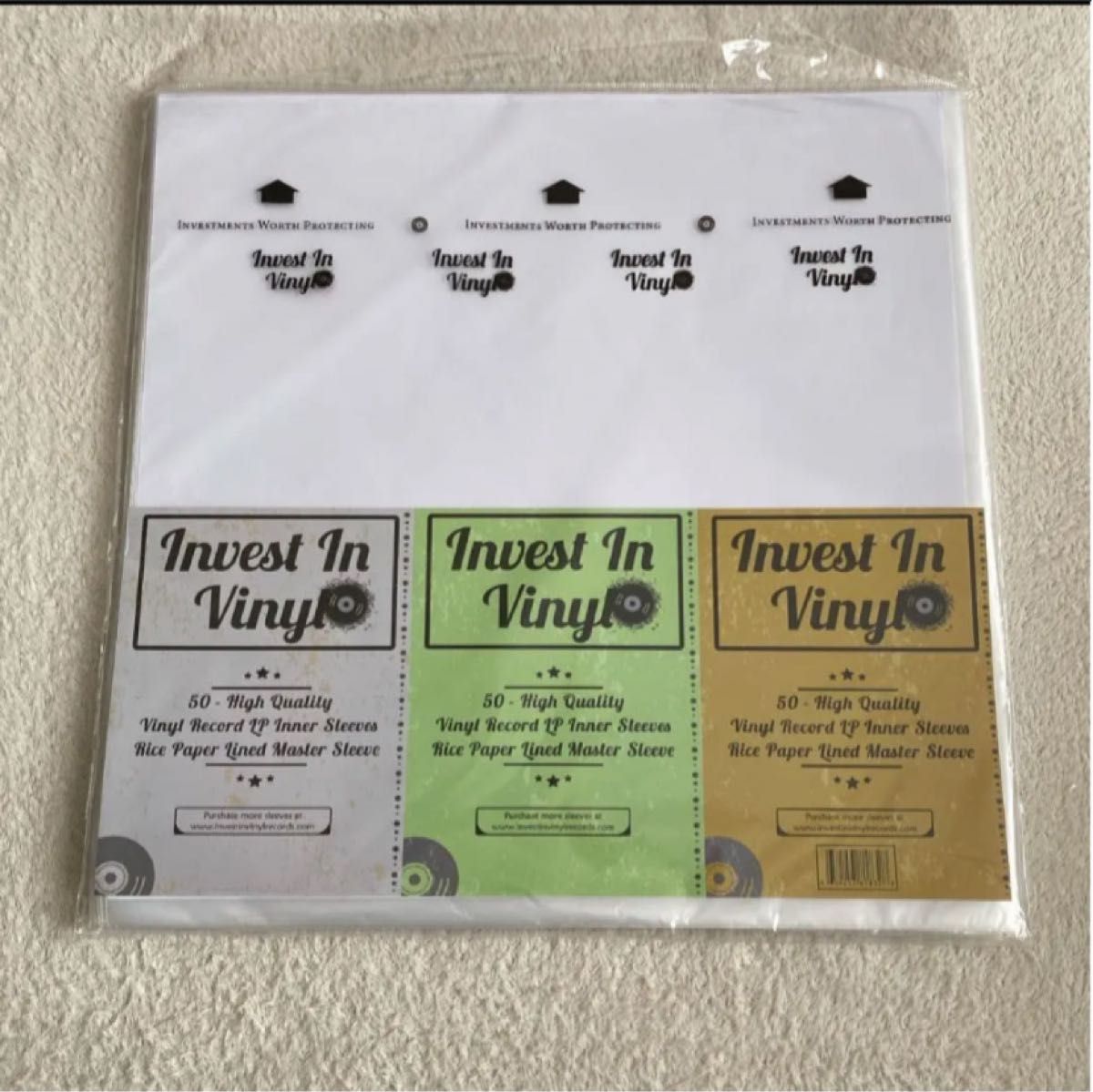 Invest In Vinyl 50 High Quality Vinyl Record LP Inner Sleeves Rice Paper  Lined Master Sleeve
