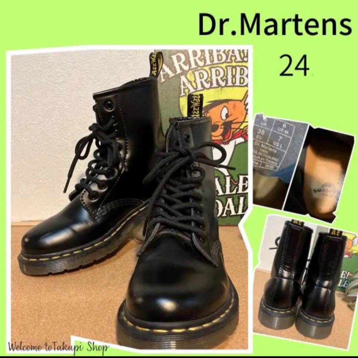 ドクターマーチンUK5 24センチDr Martens 8ホールブーツ3回使用 Yahoo