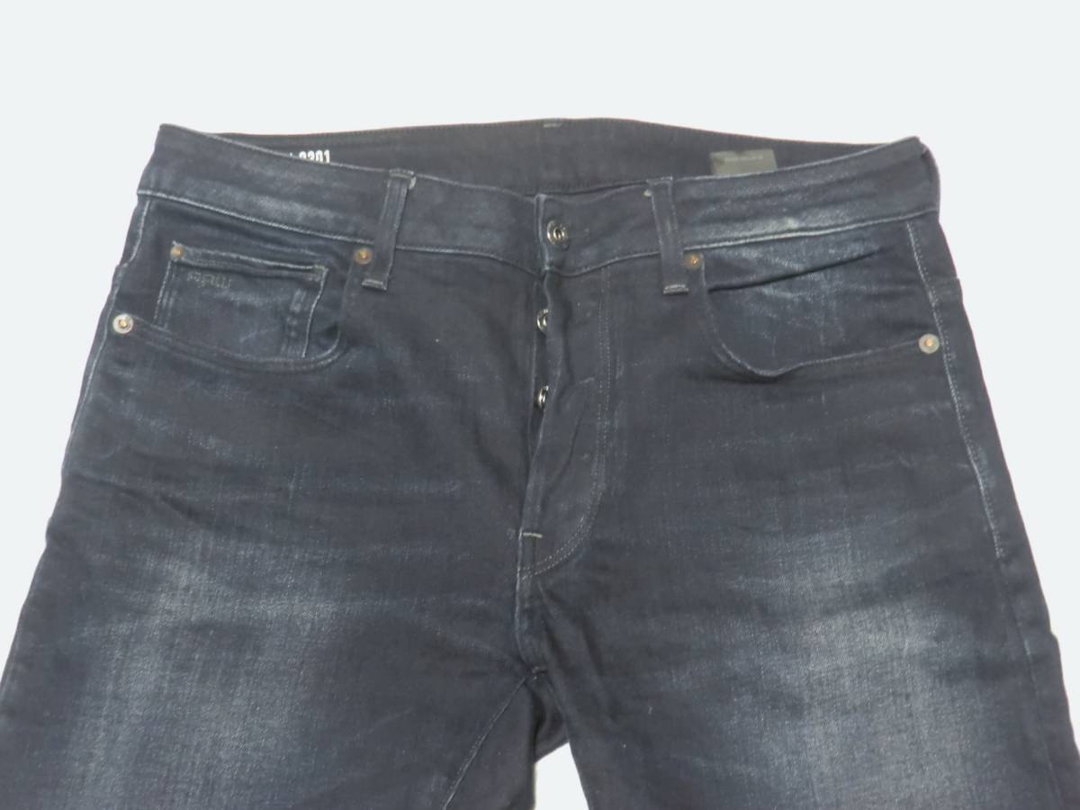 G-STAR RAW ジースターロウ 3301 デニム スリム ストレッチ ジーンズ W32　L32 インディゴブルー　美品です_画像3