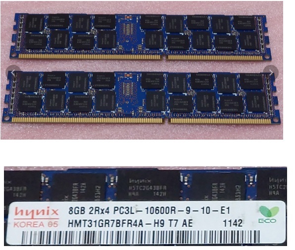 デスクトップ用メモリ合計16GBデスクトップパソコン用PC(8GB/2枚)HynixセットPC3L-10600R/DDR3L-1333 ECC 240Pin DDR3 RDIMMメモリーめもり_画像2