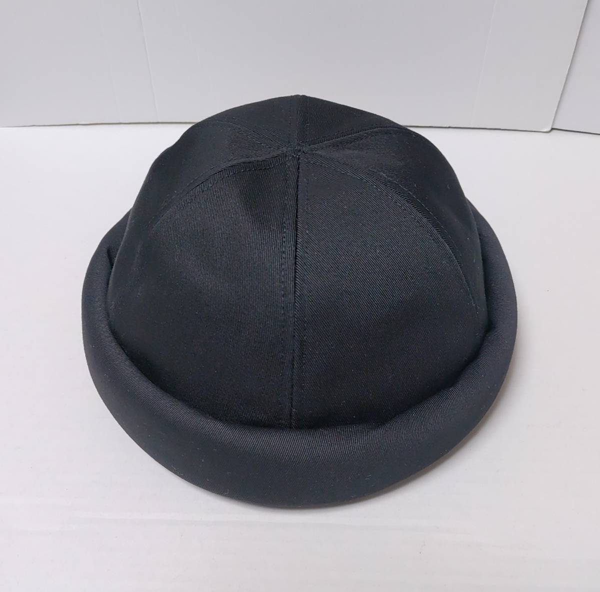 2016 帽子職人 手作り 日本製 WATCH CAP ロールキャップ 折り返し チノクロス 黒 LL・約59.5cm メッシュ裏地付き※未試着/未使用/タグ付き
