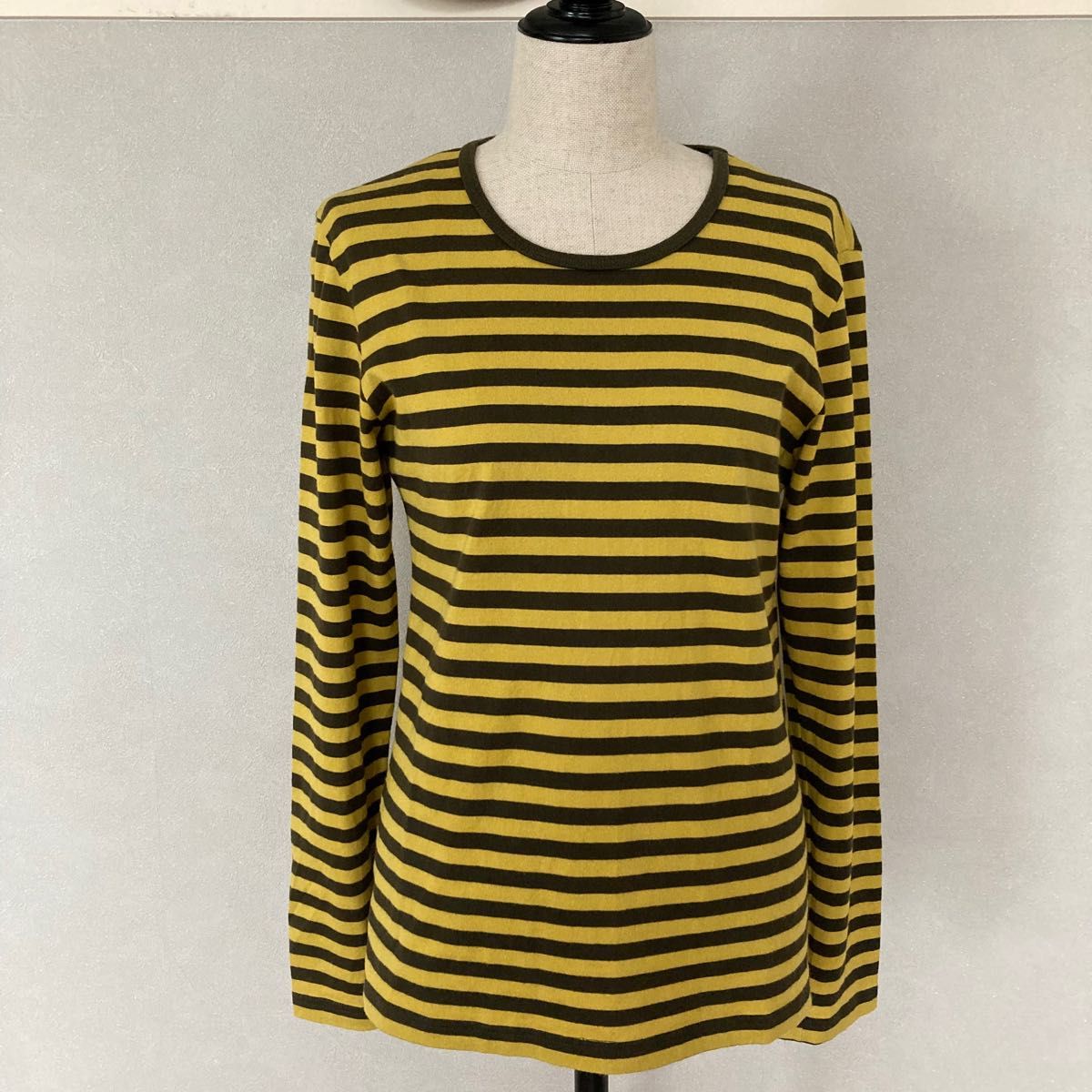 【美品】marimekko マリメッコ 長袖ボーダーT 黄×緑 M