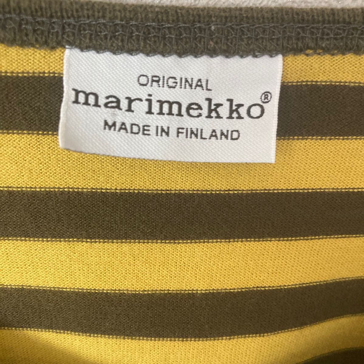 【美品】marimekko マリメッコ 長袖ボーダーT 黄×緑 M