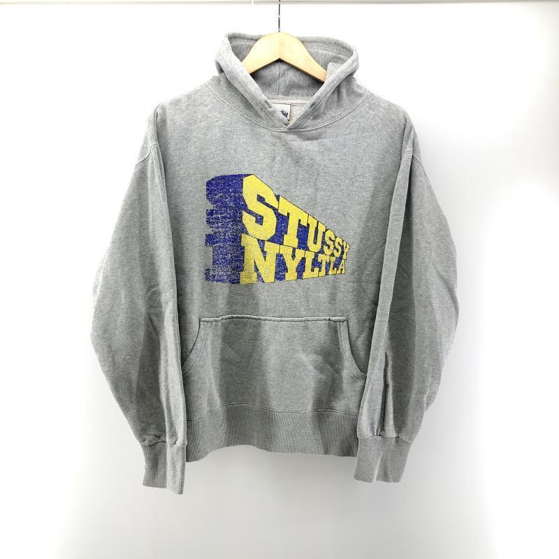 【中古】STUSSY 00s プリントパーカー(状態考慮) L グレー　ステューシー[240024414771]_画像1